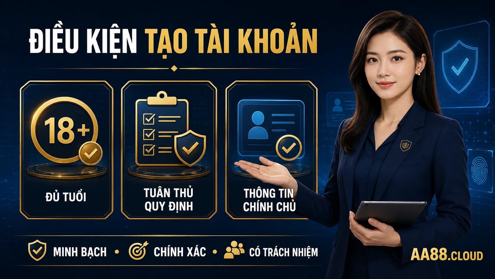 Đủ tuổi, tuân thủ quy định và sử dụng thông tin chính chủ là những điều kiện nền tảng khi tạo tài khoản