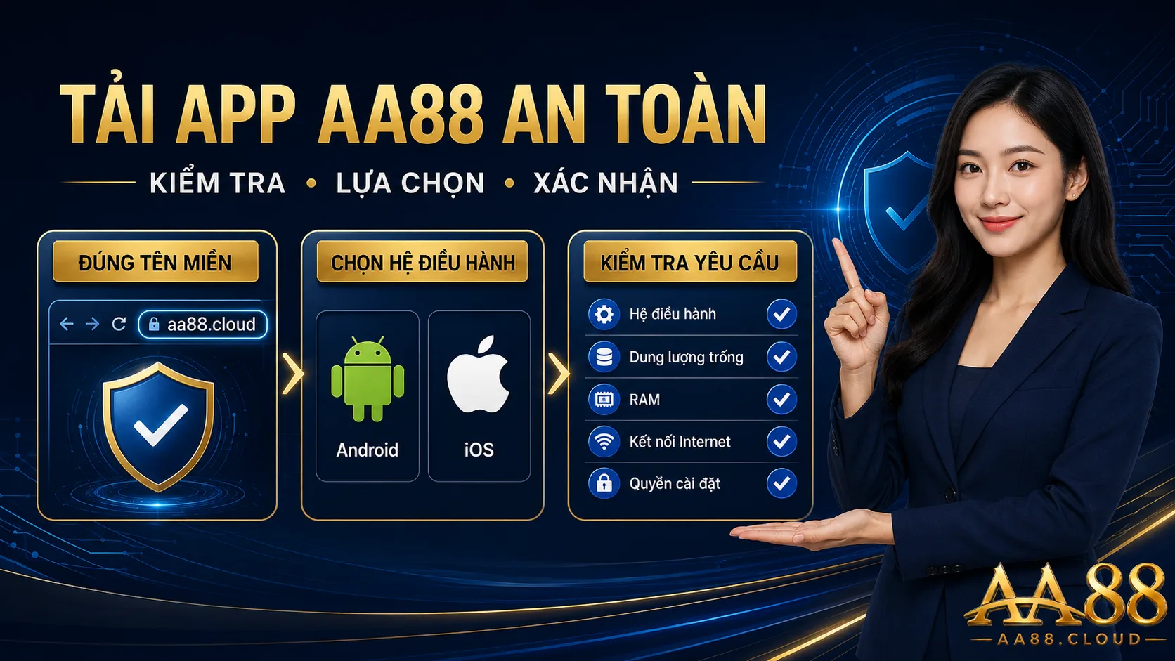 Tải app AA88 cần bắt đầu từ đúng tên miền, chọn đúng hệ điều hành và kiểm tra yêu cầu hiển thị trước khi cài đặt